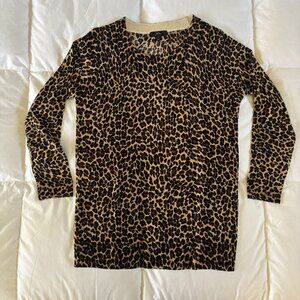 JCrew Women's Tippy Sweater in Leopard print - 100% Merino wool - Size Small